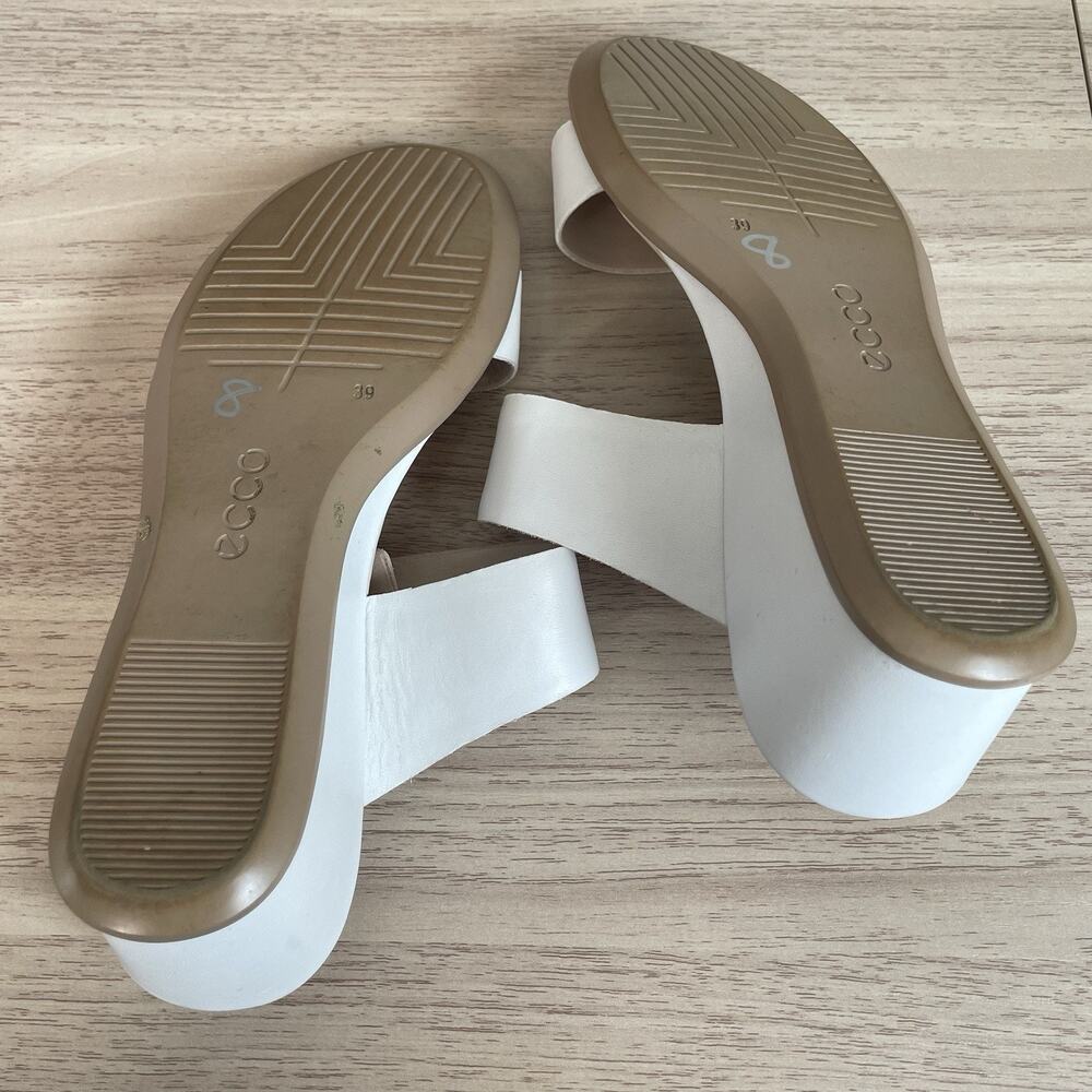 ECCO Shape 35 Wedge Bright White Leather Hook Loop Slip-On Mule Size US 8 EU 39 - Picture 10 of 10